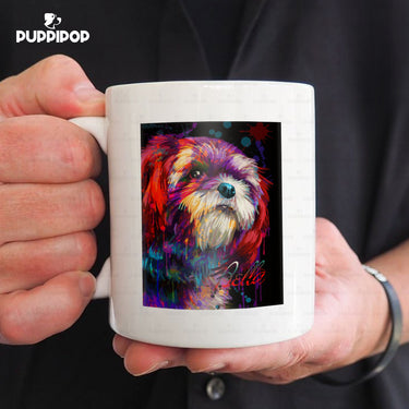 Custom Dog Mug - Personalized Colorful Dog Gift For Dad - White Mug
